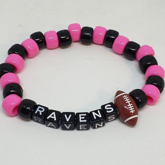 Baltimore Ravens Beaded Sports Football Bracelet - Picture 1 of 2